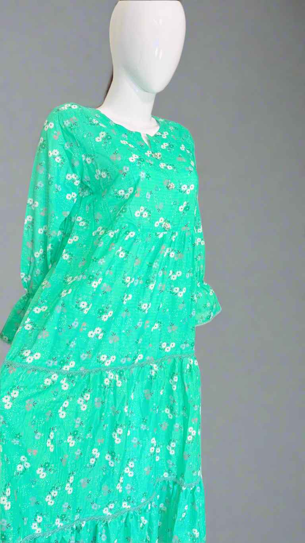 Sea Green Doria Floral Dresses