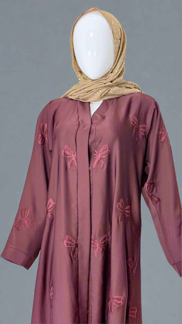Embroidered Tie Bow Abaya