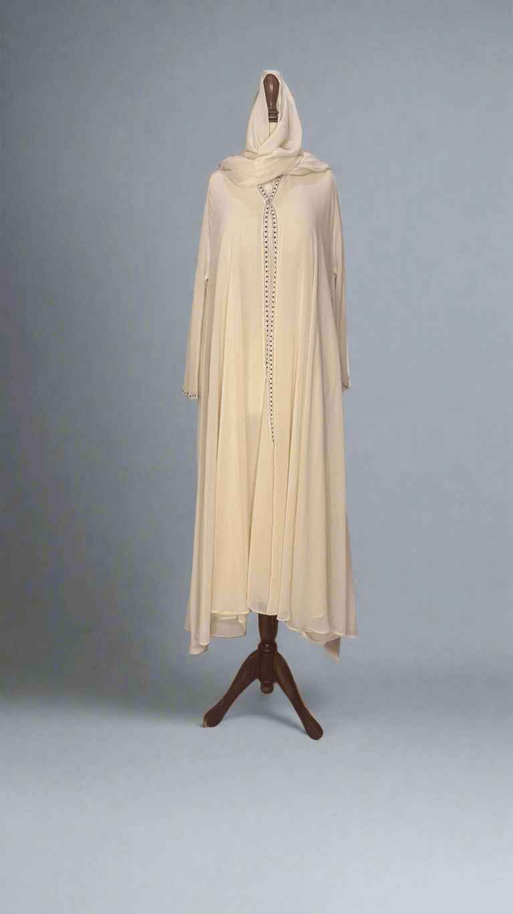 3-piece Stones Abaya (Free size) - Double Layer with matching Stroller