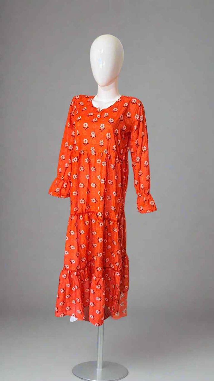 Bright Red Doria Floral Dress