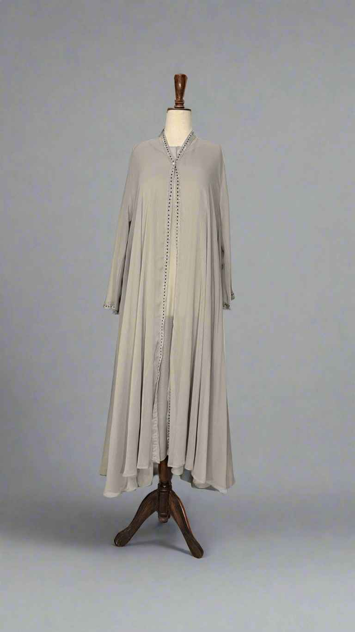 3-piece Stones Abaya (Free size) - Double Layer with matching Stroller