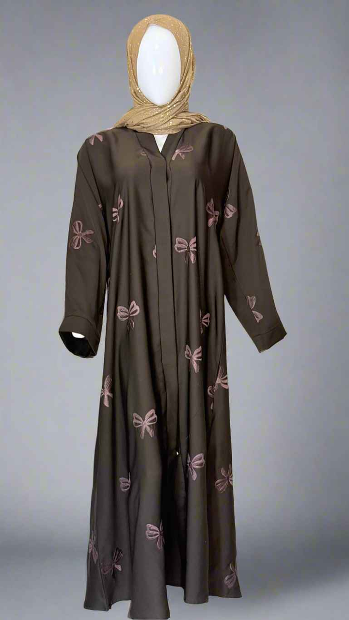 Embroidered Tie Bow Abaya