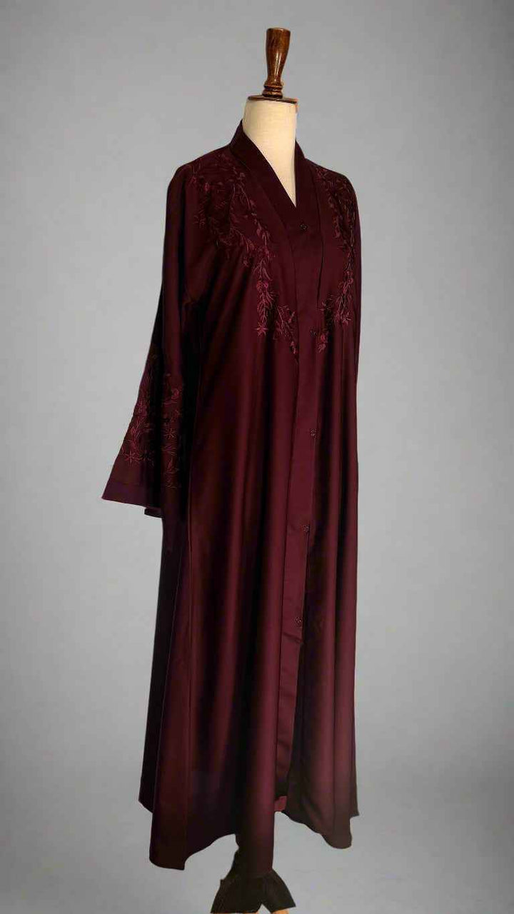 Embroidered Abaya Mahroon - Jilbabee
