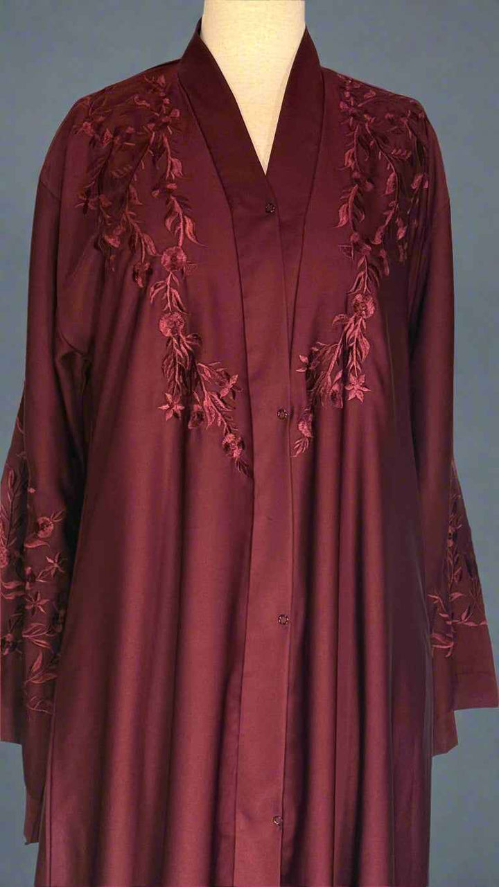 Embroidered Abaya Mahroon - Jilbabee