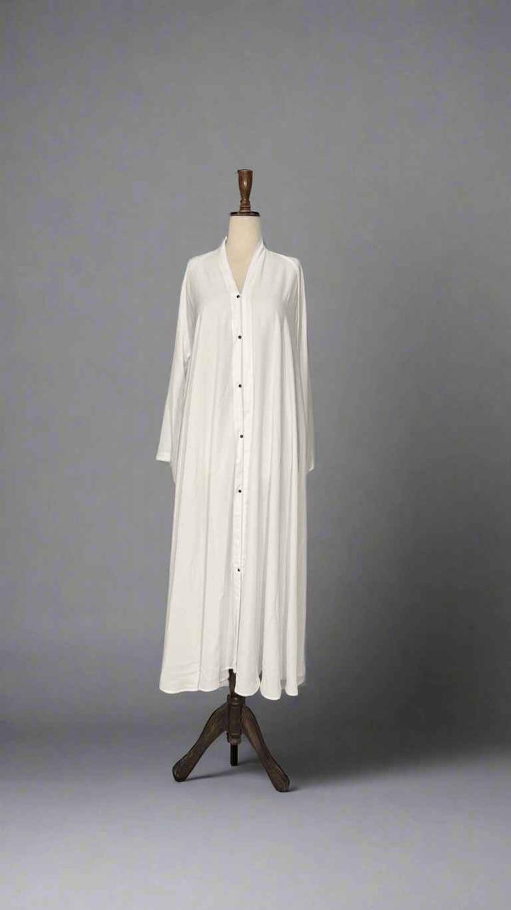 White Maxi Abaya with Black Stone
