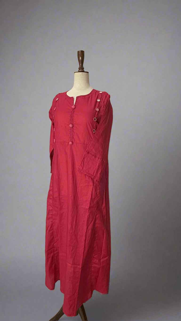 Plain Blush Pink Long Dress with Embellished work