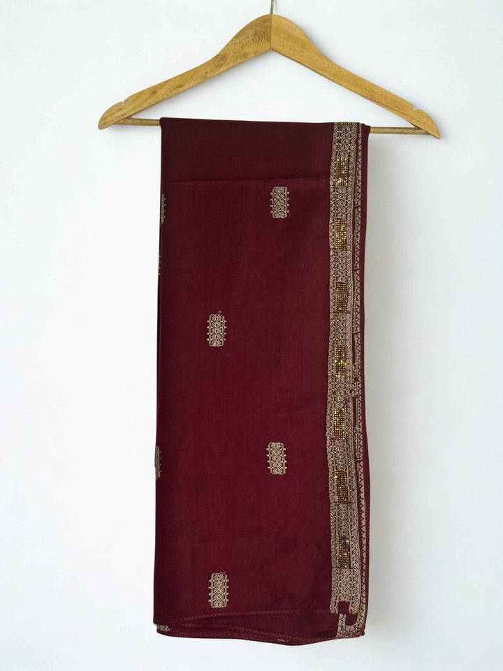 Wool Embroidered Shawl with Stones