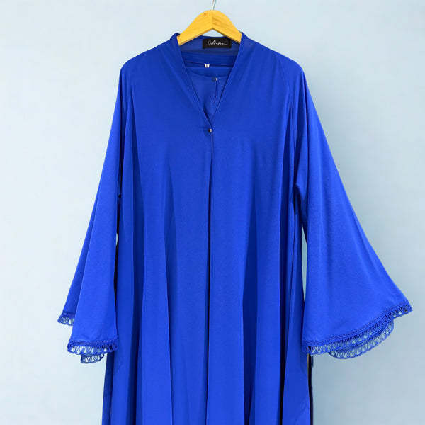Royal Blue Double Layer Chiffon Abaya with Matching Hijab