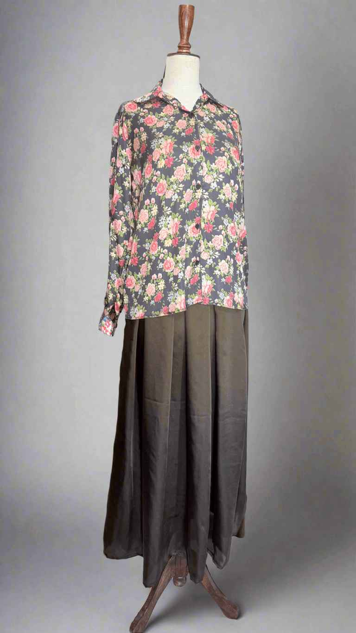 Olive Green Silk Skirt