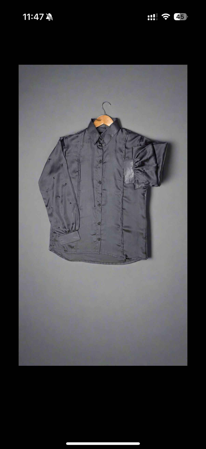 Grey Silk Embellished Shirt