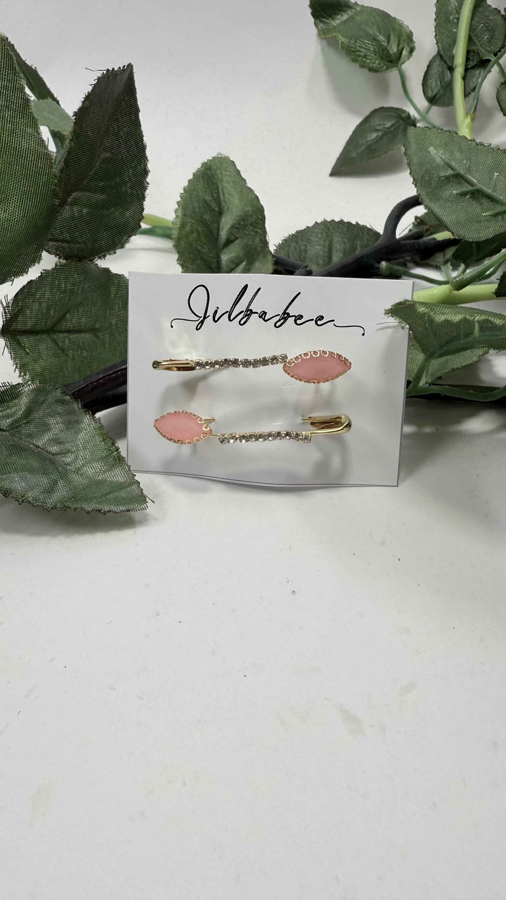 Oval Stone Safety Pins