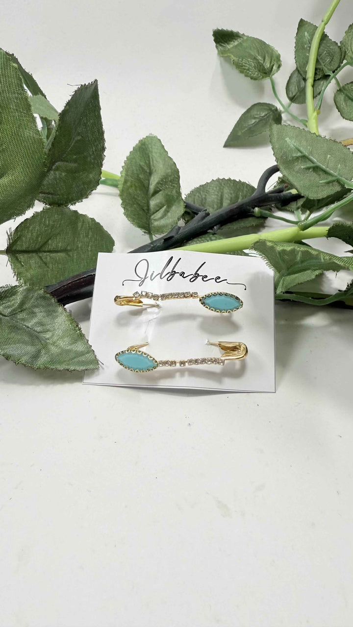 Oval Stone Safety Pins