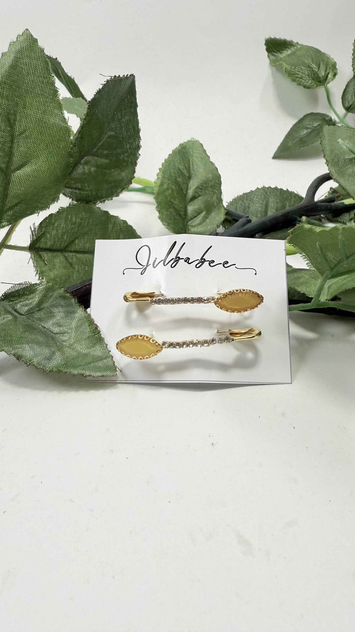 Oval Stone Safety Pins