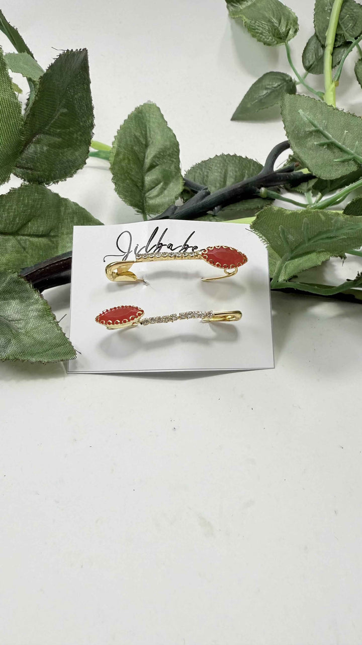 Oval Stone Safety Pins