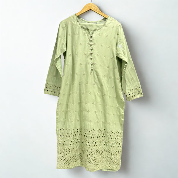 Pistachio Green Chicken Kari Suit with Border