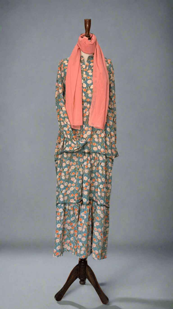 3-Layer Grip Floral Long Dress Maxi